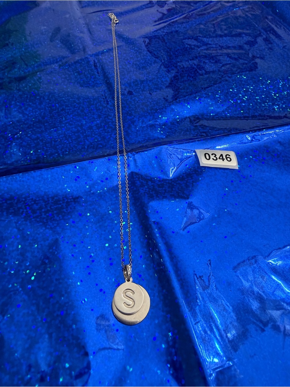 925 Silver Initial 'S' Disc Necklace - Silver